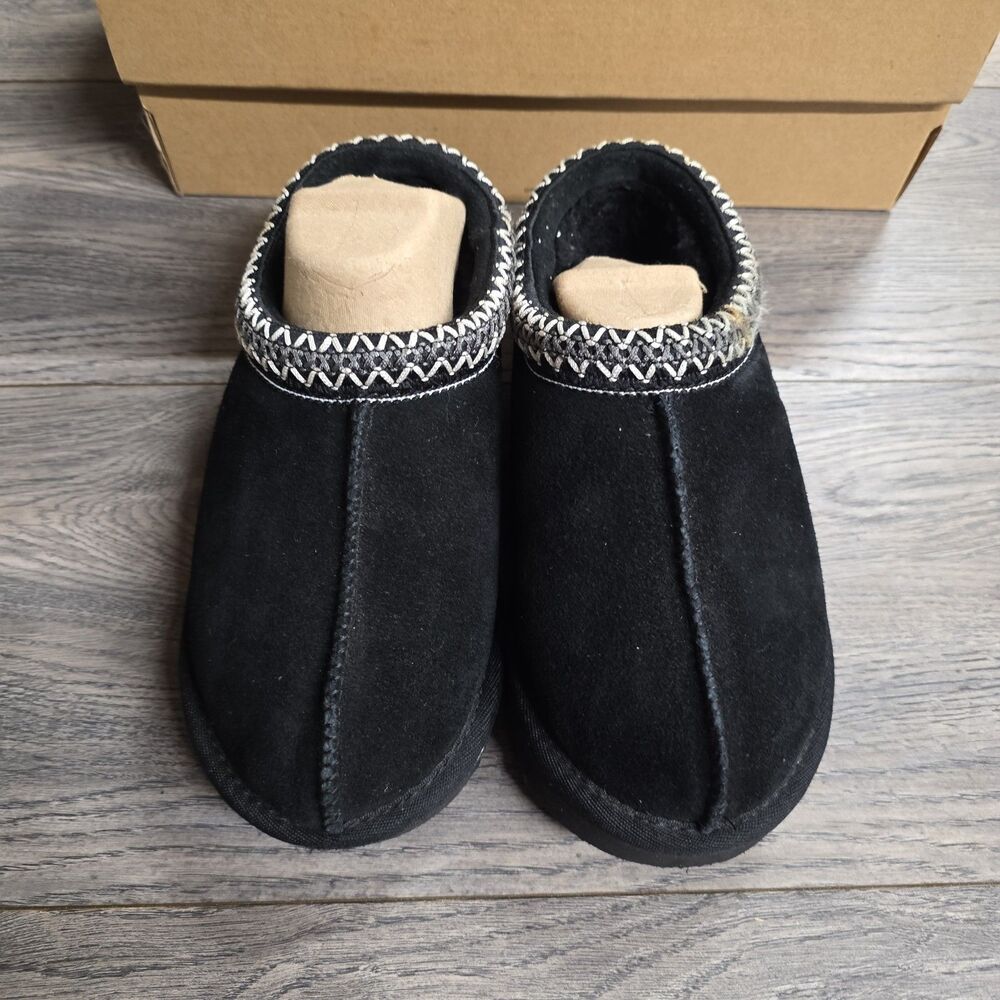 UGG Tasman Slip on Suede Shoes Black Shearling Lined Women's Size 5 - Picture 4 of 8